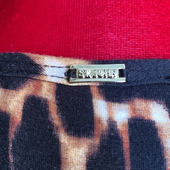 St. John Nordstrom Leopard Jersey with Shoulder Pleating M/L - Picture 9 of 15